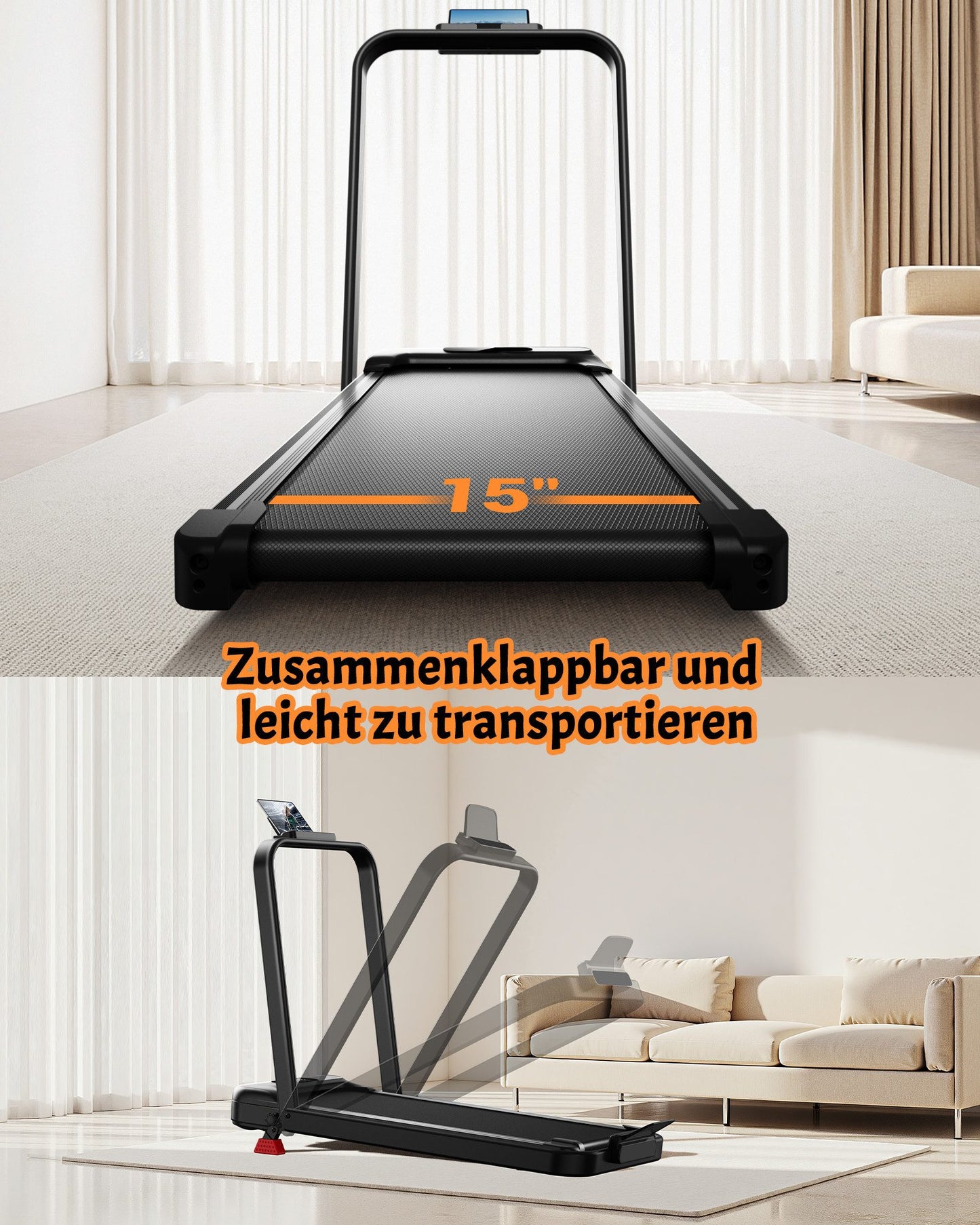UMAY - 2,5 PS Laufband für zu Hause, schützt Ihre Knie mit dreifacher Dämpfung, | Schräglage, mit Fernbedienung
